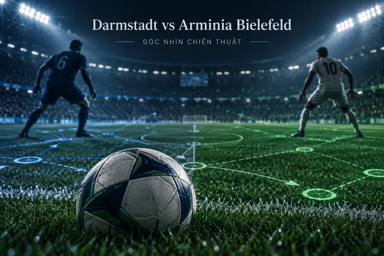 Ảnh minh họa góc nhìn chiến thuật: Darmstadt vs Arminia Bielefeld.